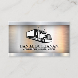 Semi Truck Logo   Metal Industrial Background Business Card