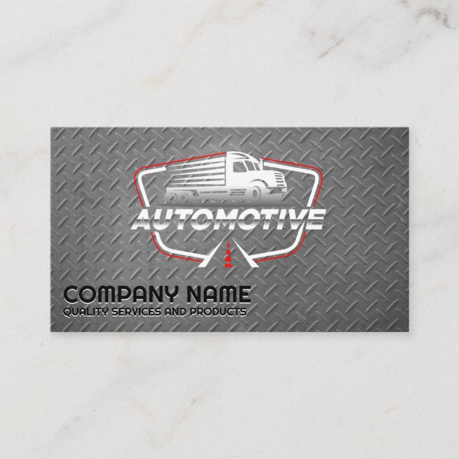 Semi Truck Logo Metal | Steel Pattern Business Card (Front)