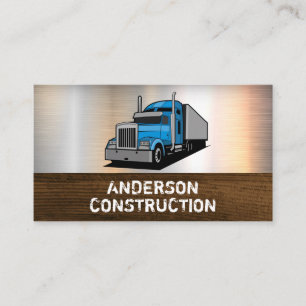 Semi Truck Logo   Metal Wood Business Card