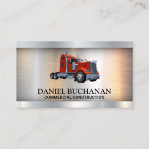 Semi Truck Logo   Metallic Background Business Card