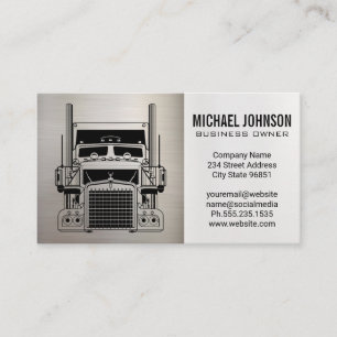 Semi Truck Logo   Metallic   Blue Collar Business Card