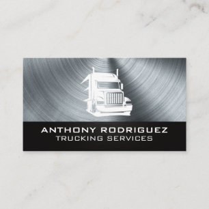 Semi Truck Logo Metallic Brushed Business Card
