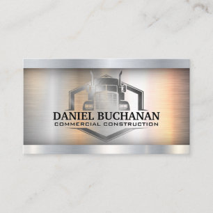 Semi Truck Logo   Metallic Industrial Business Card