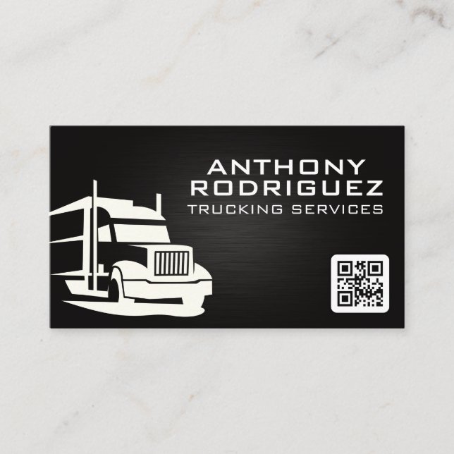 Semi Truck Logo | Trucking | QR Code Business Card (Front)