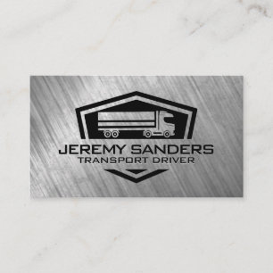 Semi Truck Logo Worn Metallic Background Business Card