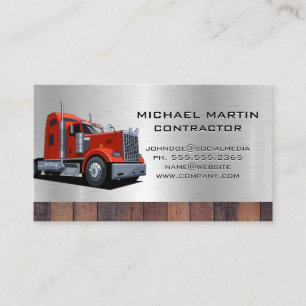 Semi Truck Metal and Wood Business Card