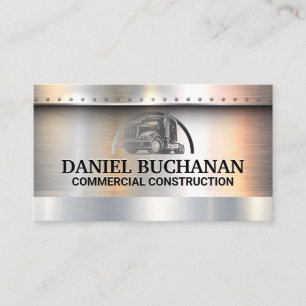 Semi Truck Metallic Brushed Rivets Business Card