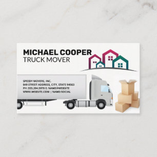 Semi Truck Movers Moving Boxes Home Business Card