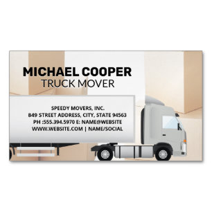 Semi Truck Movers Moving Boxes Magnetic Business Card