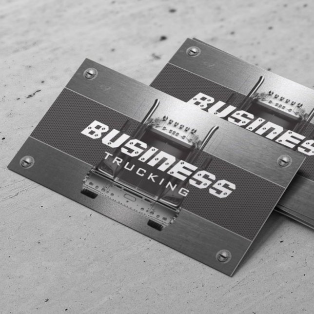 Semi Truck Professional Contruction Trucking Metal Business Card (Creator Uploaded)