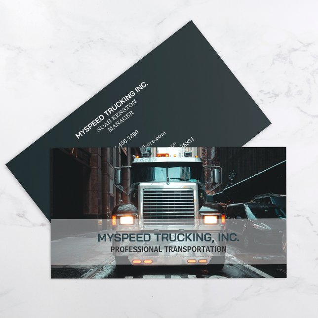Semi Truck Professional Logistics Trucking Business Card (Make an impact with these professional business cards, showcasing your brand and credibility.)