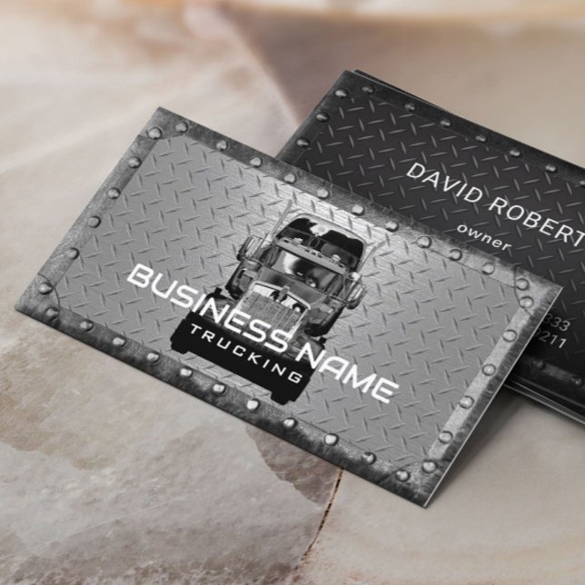 Semi Truck Professional Metal Frame Trucking Business Card (Creator Uploaded)