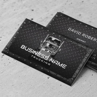 Semi Truck Professional Trucking Black Metal  Business Card