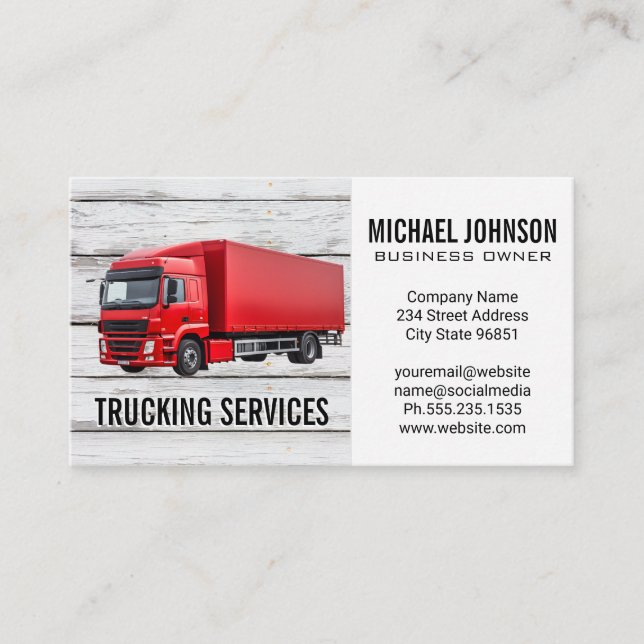 Semi Truck | Supplies Transport Business Card (Front)