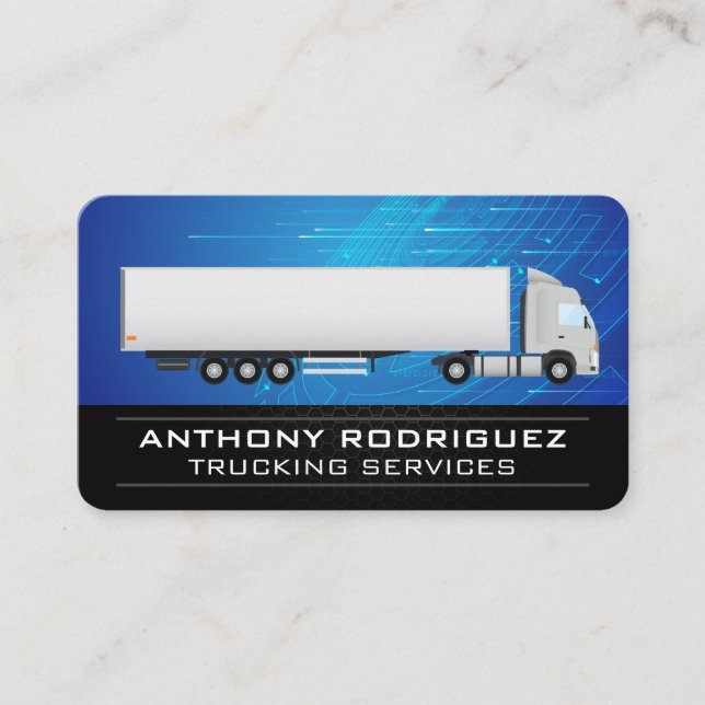 Semi Truck | Transport Deliveries | Tech Business Card (Front)