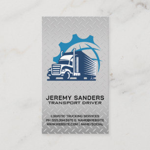 Semi Truck Transport Diamond Plate Steel Business Card