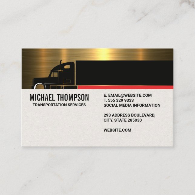 Semi Truck | Trucking Industry Services Business Card (Front)