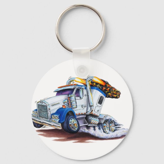 Semi Truck with Sleepercab Key Ring (Front)