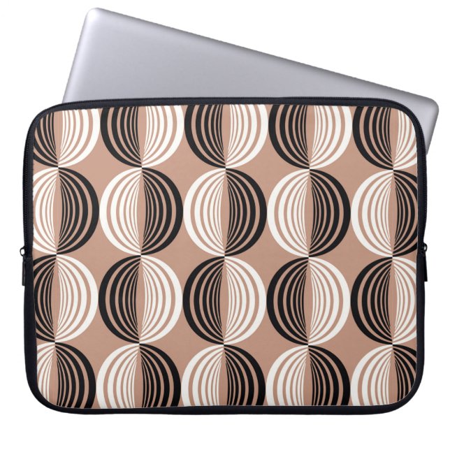Semicircles of lines seamless geometric pattern laptop sleeve (Front)