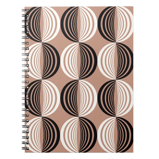 Semicircles of lines seamless geometric pattern notebook (Front)