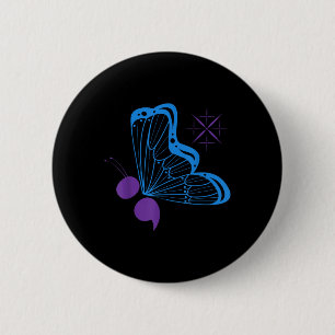 Semicolon 988 Butterfly Suicide Prevention Awarene 6 Cm Round Badge