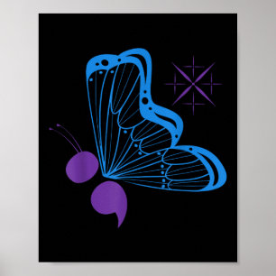 Semicolon 988 Butterfly Suicide Prevention Awarene Poster