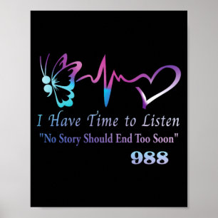 Semicolon Butterfly Heartbeat Prevention Hotline Poster