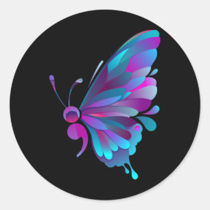 Semicolon Butterfly Semi-colon Tattoo Mental Healt Classic Round Sticker