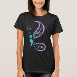 Semicolon Butterfly Semi-colon Tattoo Mental Healt T-Shirt