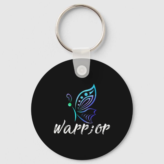 Semicolon Butterfly Shirt - Suicide Prevention Awa Key Ring (Front)