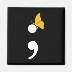 Semicolon Butterfly Suicide Depression Prevention  Magnet