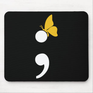 Semicolon Butterfly Suicide Depression Prevention Mouse Pad