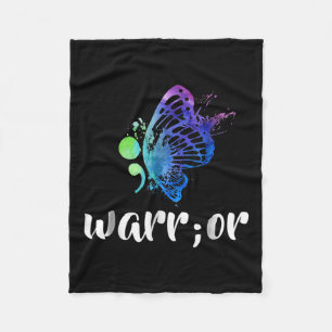 Semicolon Butterfly Suicide Prevention Awareness  Fleece Blanket