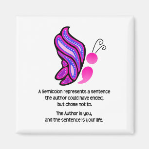 Semicolon Butterfly Suicide Prevention Awareness  Magnet