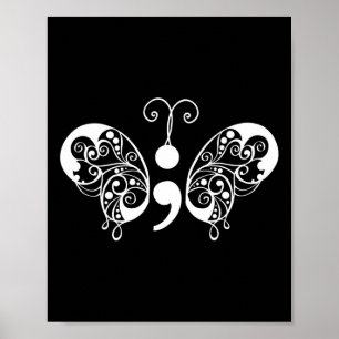 Semicolon Butterfly Suicide Prevention Awareness Poster