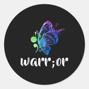 Semicolon Butterfly Suicide Prevention Awareness T Classic Round Sticker