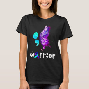 Semicolon Butterfly Watercolor Suicide Prevention  T-Shirt