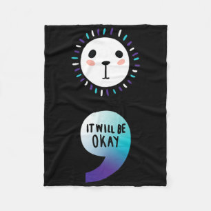 Semicolon Continue Mental Health Awareness Family  Fleece Blanket