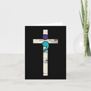 Semicolon Cross Mental Health Awareness Costume Wa Card