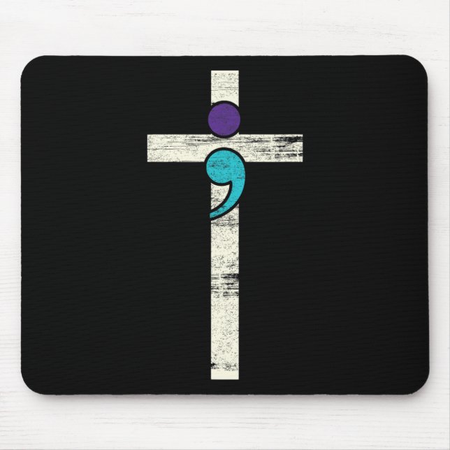 Semicolon Cross Mental Health Awareness Costume Wa Mouse Pad (Front)