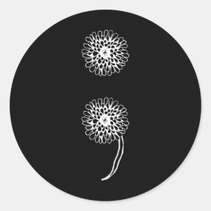 Semicolon Dandelion Suicide Prevention Awareness 1 Classic Round Sticker