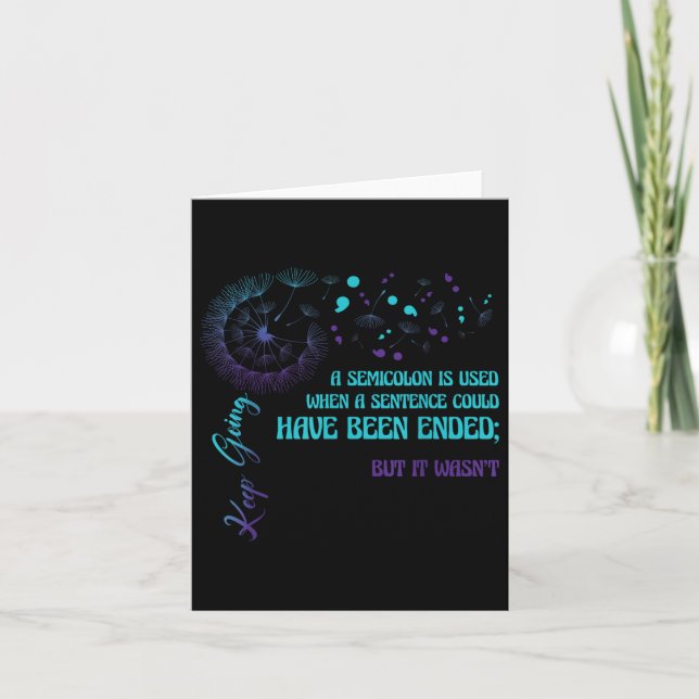Semicolon Definition Dandelion Suicide Prevention  Card (Front)
