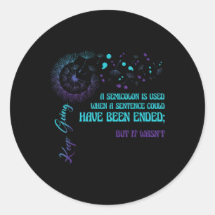 Semicolon Definition Dandelion Suicide Prevention  Classic Round Sticker