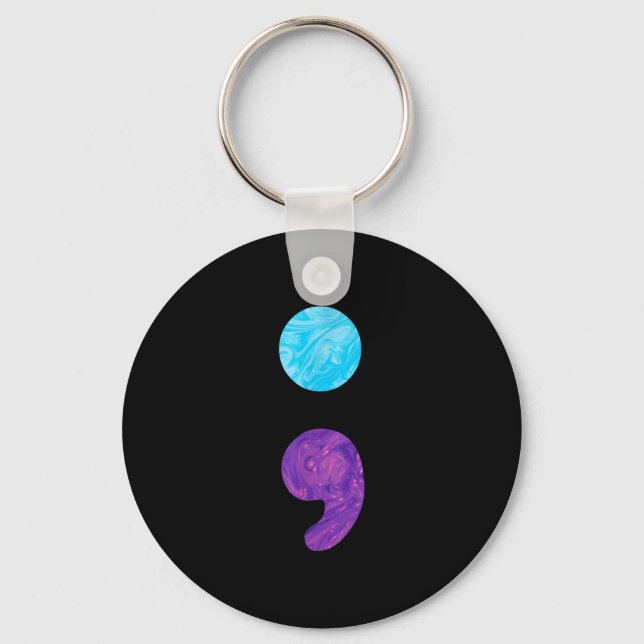 Semicolon depression prevention awareness week  key ring (Front)