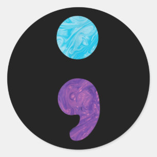 Semicolon Depression Suicide Prevention Awareness  Classic Round Sticker