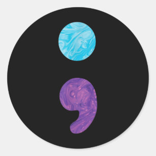 Semicolon Depression Suicide Prevention Awareness  Classic Round Sticker