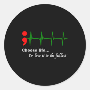 Semicolon Ekg Suicide Awareness Prevention Classic Round Sticker