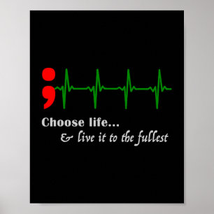 Semicolon Ekg Suicide Awareness Prevention  Poster