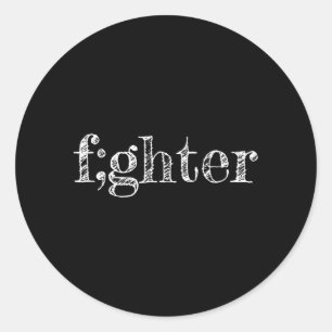 Semicolon Fighter Prevention Design Classic Round Sticker