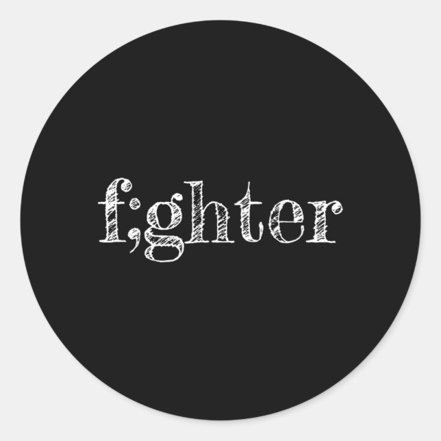 Semicolon Fighter Prevention Design Classic Round Sticker (Front)